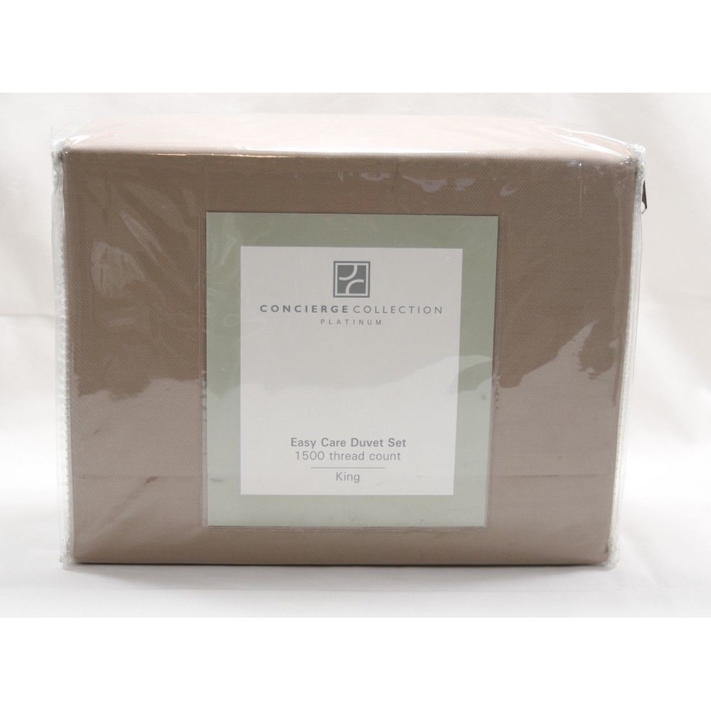 Concierge Collection Platinum Easy Care Duvet Set King 1500 Thread Count Taupe